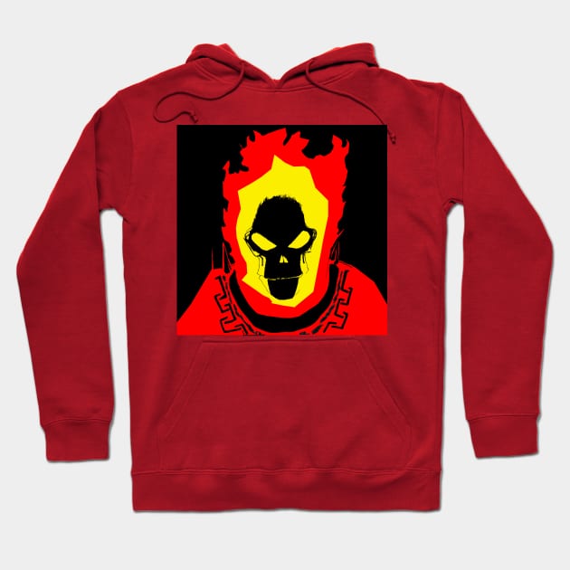 skull in hell fire Hoodie by jorge_lebeau